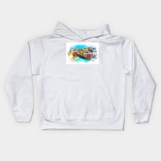 Cinque Terre Italian Riviera coastline Italy Liguria Kids Hoodie